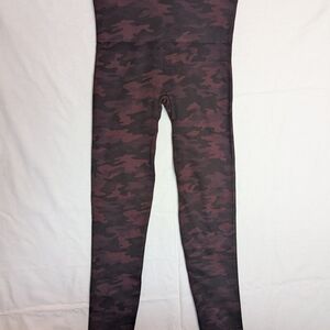 SPANX Green and Brown Leggings with Camouflage Pattern